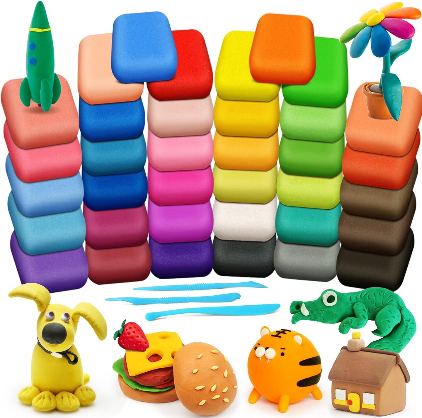 Magic Clay: 36 Colors of Air Dry Clay for Modeling with Tools for Kids, Soft and Ultra Light Toys for Boys and Girls Ages 3&#x2013;8 Years Old