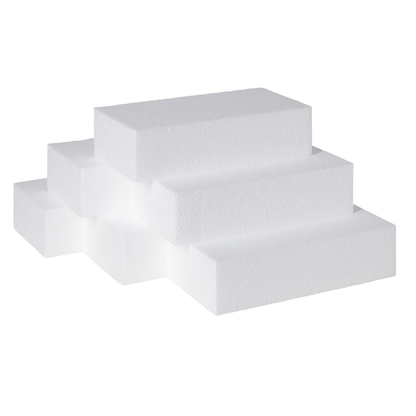 6 Pieces Foam Blocks for Crafts - Polystyrene Brick Rectangles for Art Sculpting, Flower Arrangements, DIY, Packing (8 x 4 x 2 in)