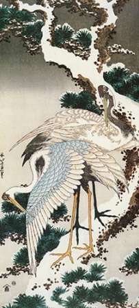 Cranes On A Snowy Pine Poster Print by Hokusai - Item # VARPDX373131