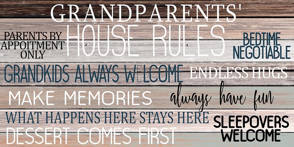 Grandparents House Rules Poster Print by Kimberly Allen # KARN323A