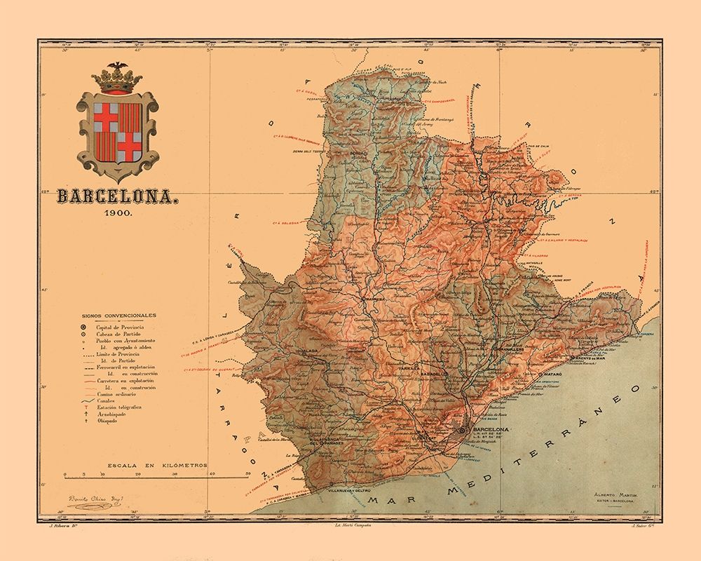 Barcelona Spain 1900 - Martine 1904 Poster Print by Martine Martine # ITSP0321