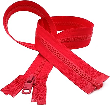 36&#x22; Vislon Zipper, YKK #5 Molded Plastic Separating Bottom - Medium Weight by Each (Select Color) (Atom Red - 820)