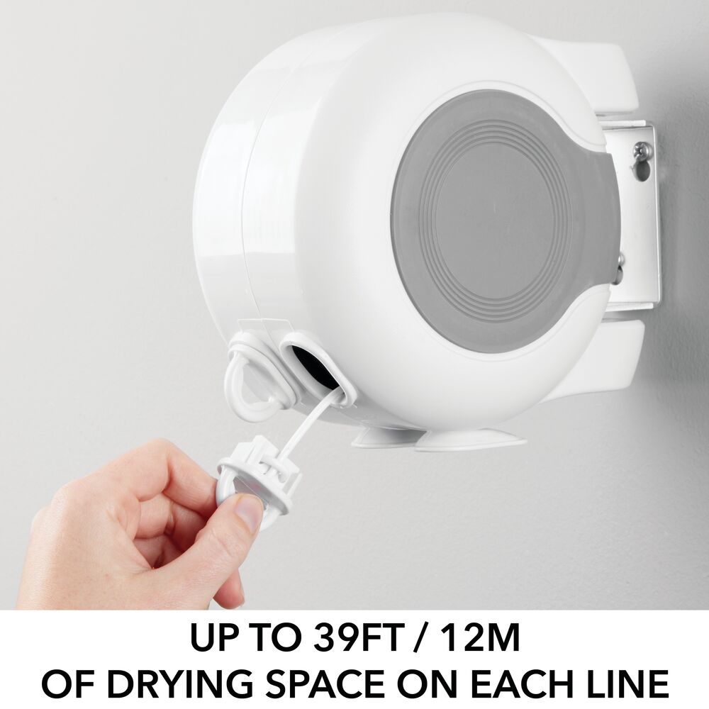 mDesign Indoor/Outdoor Retractable Clothesline, 39ft Double Line