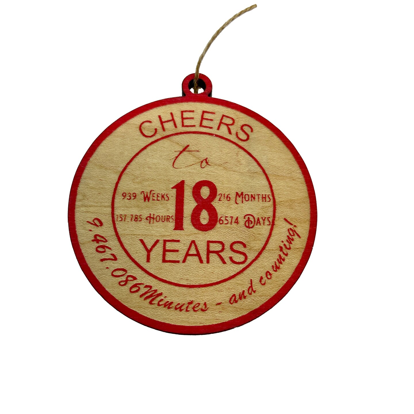 Ornament CUSTOM - Cheers to 18 Years Ornament CUSTOM - Cheers to 18 Years