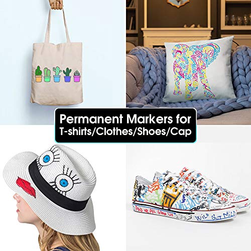 JR.WHITE Fabric Markers Permanent for T Shirts Baby Clothes Onesies Bibs  White Pillow Canvas Tote Bags Clothing - No Bleed - Fine Tip - Child Safe & Non  Toxic Fabric Paint Pens