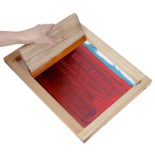23 Pcs Screen Printing Starter Kit, Include 3 Sizes Wood Silk Screen Printing Frame, Squeegees, Transparency Inkjet Film, Masking Tape and Ink Spatula