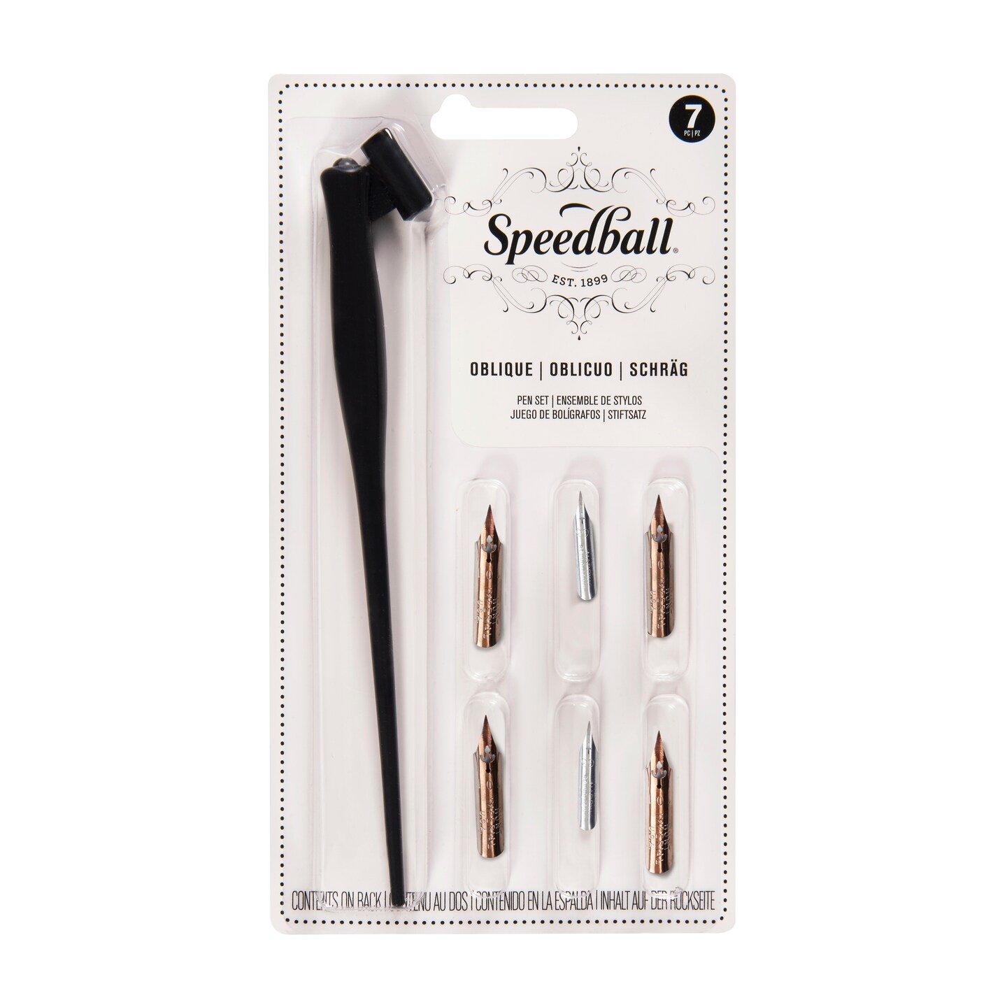 Speedball Oblique Pen Set 6 Nibs Plus Holder, Carded