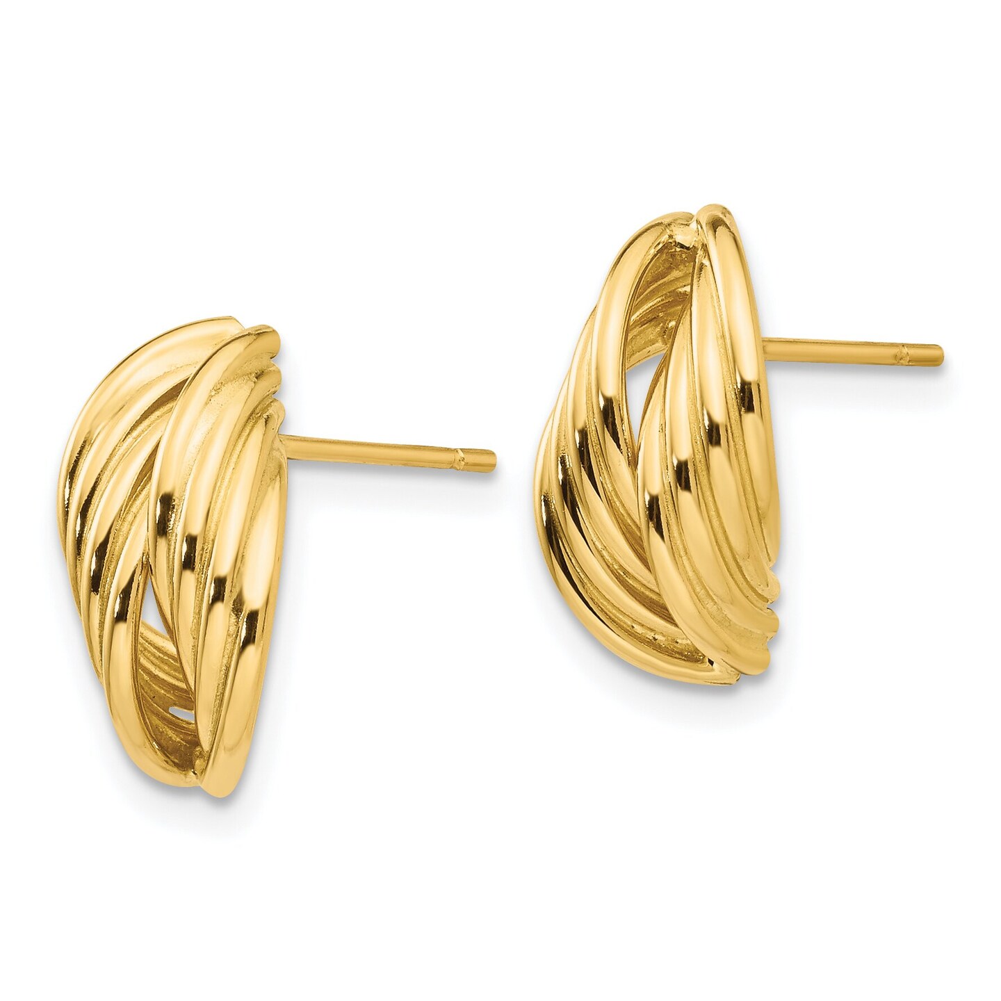 14K Yellow Gold Fancy Earrings Jewelry Ear Studs 13mm x 8mm