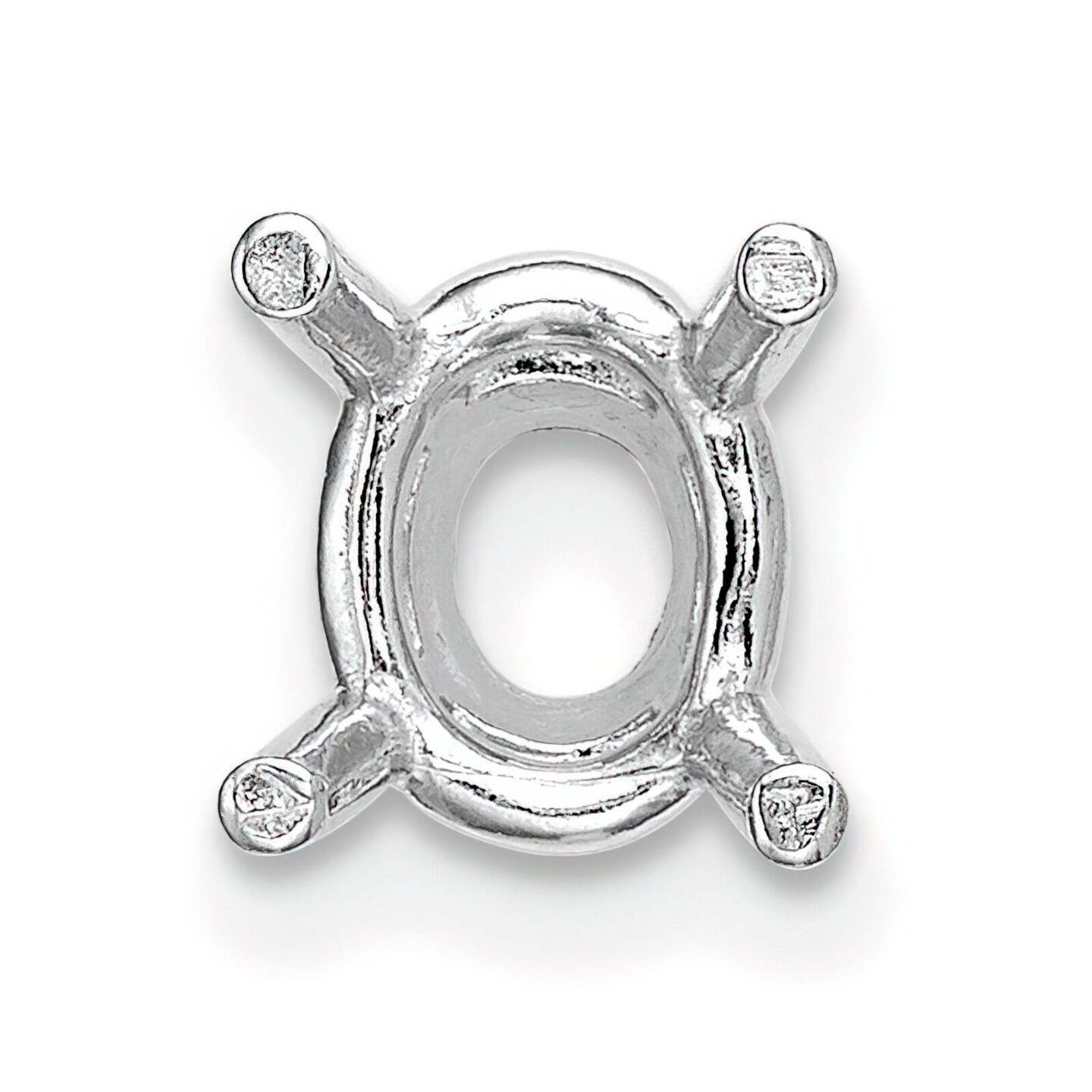 14K White Gold 4 Prong Oval Basket Setting 6mm