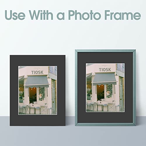 Pack of 10, Acid-Free Black Pre-Cut 11x14 Picture Mat for 8x10 Photo with White Core Bevel Cut Frame Mattes