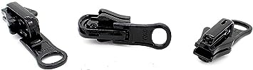 Zipper Repair Kit - #5 YKK Vislon Reversible Fancy Sliders - Choose Your Color - (3 Sliders Per Pack & 6 Top Stops) Made in The United States (Black)