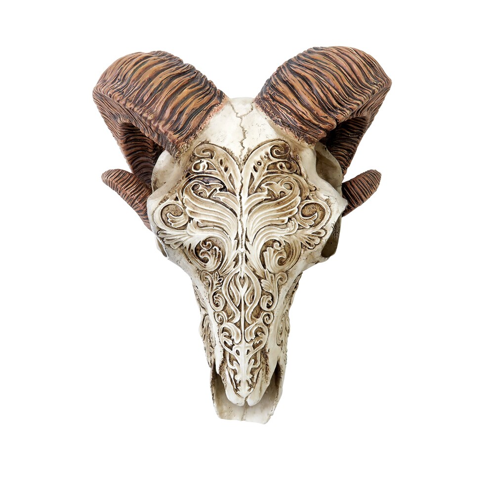 The Vault Home Decorative Indoor Scrimshaw Ram Skull