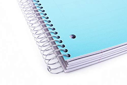 Durable Spiral Notebooks 5-Subject Teal College Ruled 1 Pack 200 Sheets Poly Pockets Moisture-Resistant Cover for School, Office, Business, and Professional Use