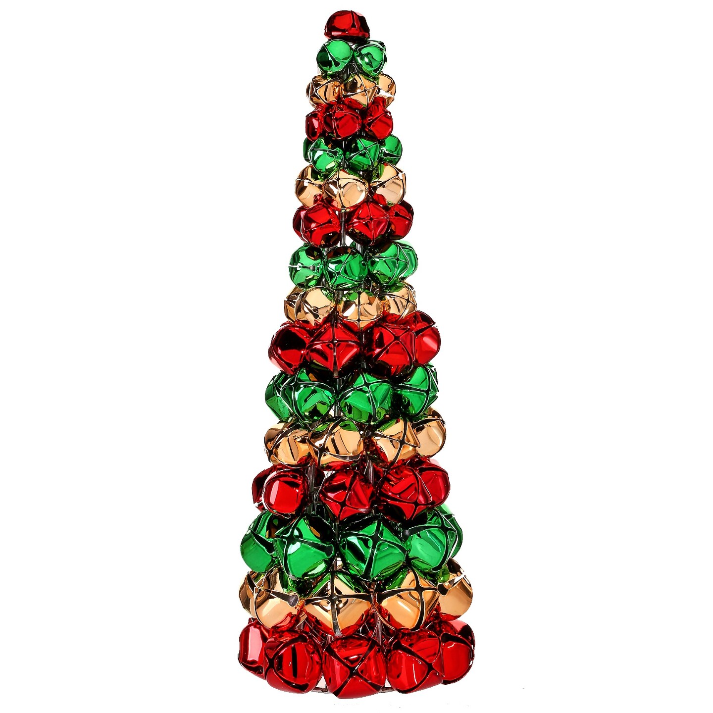 Contemporary Home Living 14" Jingle Bell Cone Christmas Tree Tabletop