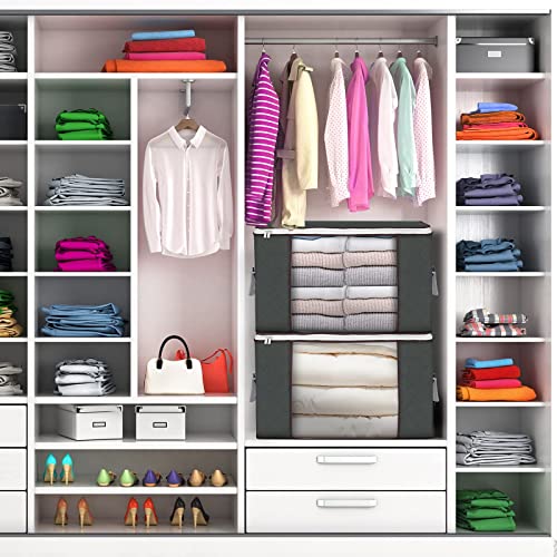 6pcs Clothes Storage Bags 90L Closet Organizer Blanket Storage 3 Layer  Fabric with Zipper Waterproof Extra Large Capacity Bedding Storage 19*19*14  inches 