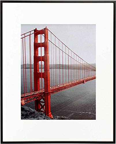 11x14 Aluminum Frame, 8x10 Photo with Ivory Mat for Wall Display, Sawtooth Hanger, Swivel Tabs, Spring Clips Great for Photos, Artworks, Posters (Black, 1-Pack)