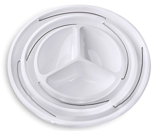 Collapsible Bowl, 3 Tier, The Decorative Plastic Bowls Twist Down & Fold Inside, Minimal Storage Space, Perfect for Serving Snacks, Salad and Fruit, The Top Bowl is Divided into Three Sections