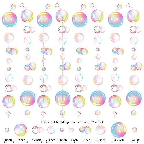 Transparent Bubble Garlands Mermaid Party Decoration Colored Blue Flat Cutouts Hanging Streamer for Birthday Baptism Wedding Ocean Wall Decal Baby Shower Under Sea Festal Kid Room Photo Props (Color)