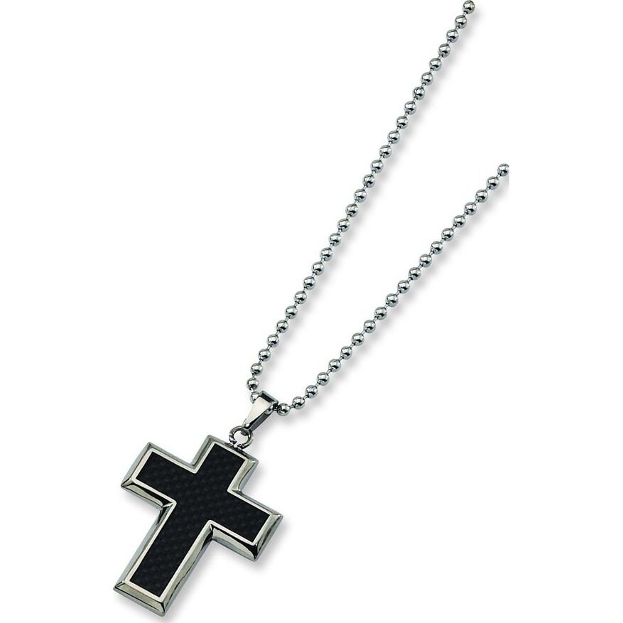 Black Titanium Cross Pendant with Inlaid Diamond & Chain - Executive Gift  Shoppe