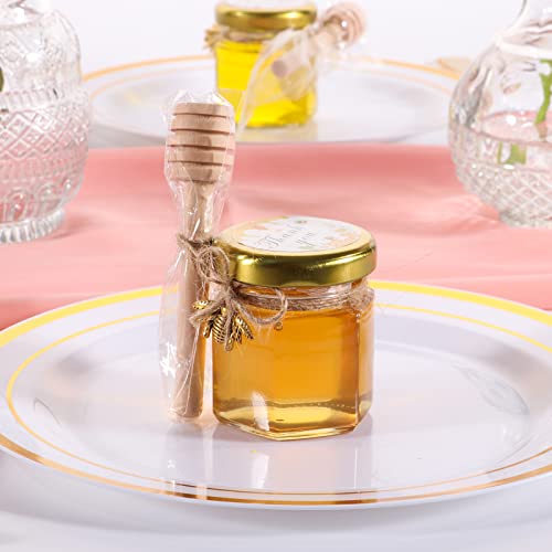 30pcs 1.5oz Hexagon Mini Glass Jars with Gold Lids, Honey Jars