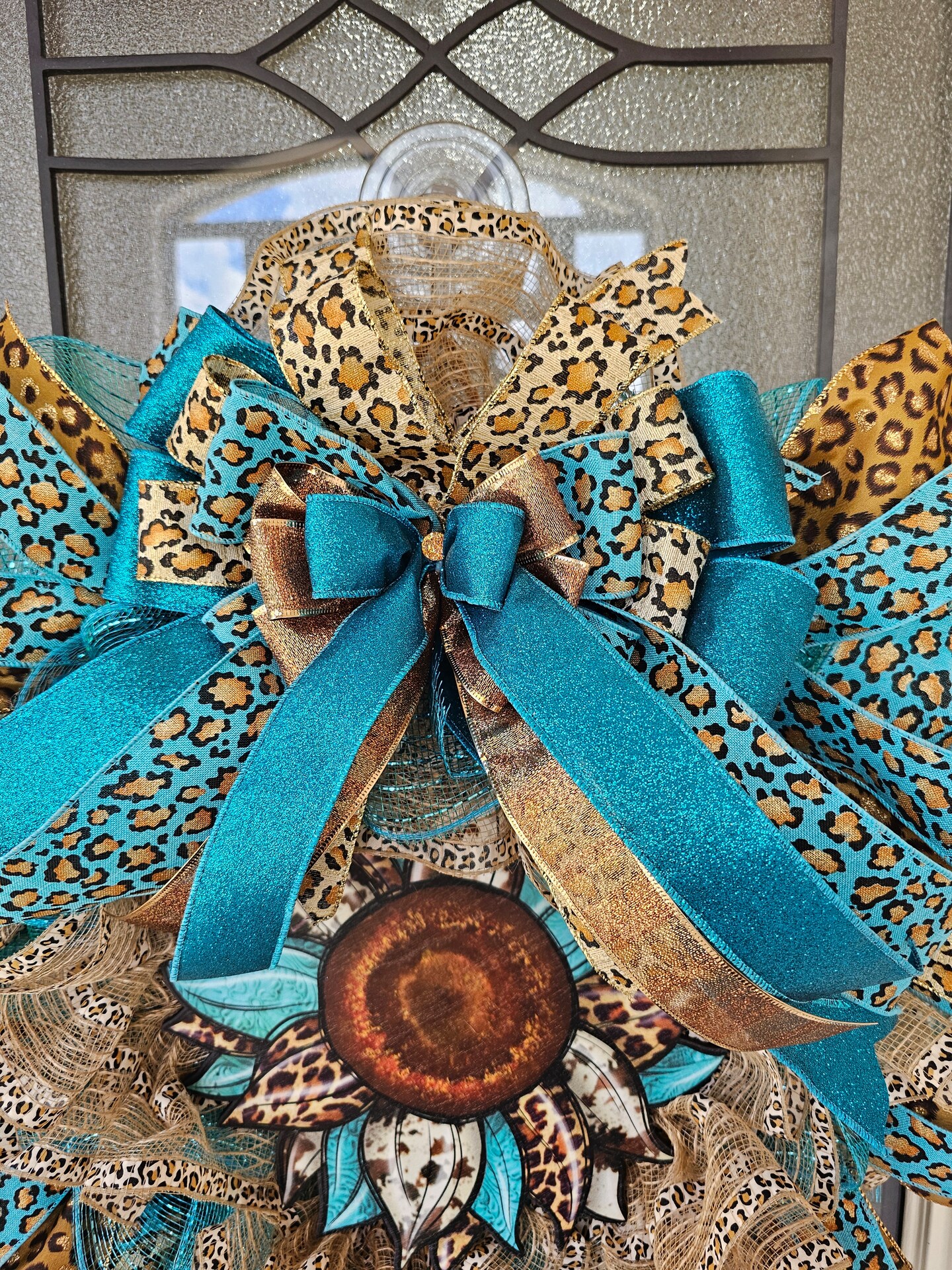 Leopard print pumpkin, leopard print wreath, Fall wreath, Halloween outlet decor,Turquise decor