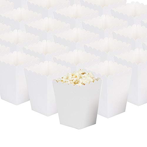 36 Pck White Open-Top Popcorn Box Set of 36 Popcorn Favor Boxes Cardboard Candy Container Parties Mini Paper Popcorn Containers