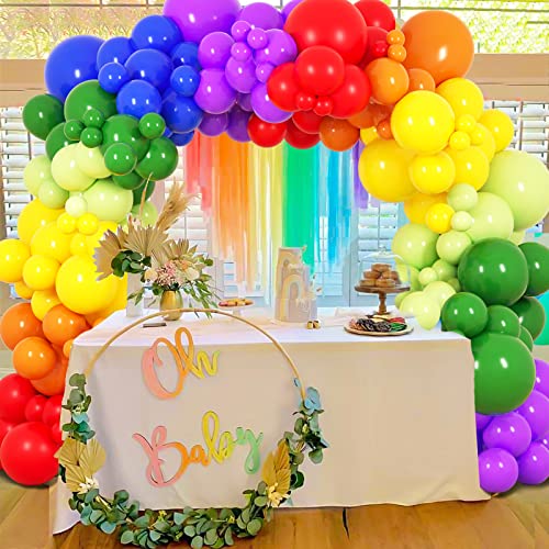 189pcs Rainbow Balloon Garland Arch Kit, 7 Assorted Colors 5/12/18 Inch Latex Balloons for Birthday Party Baby Shower Wedding Anniversary Decoration