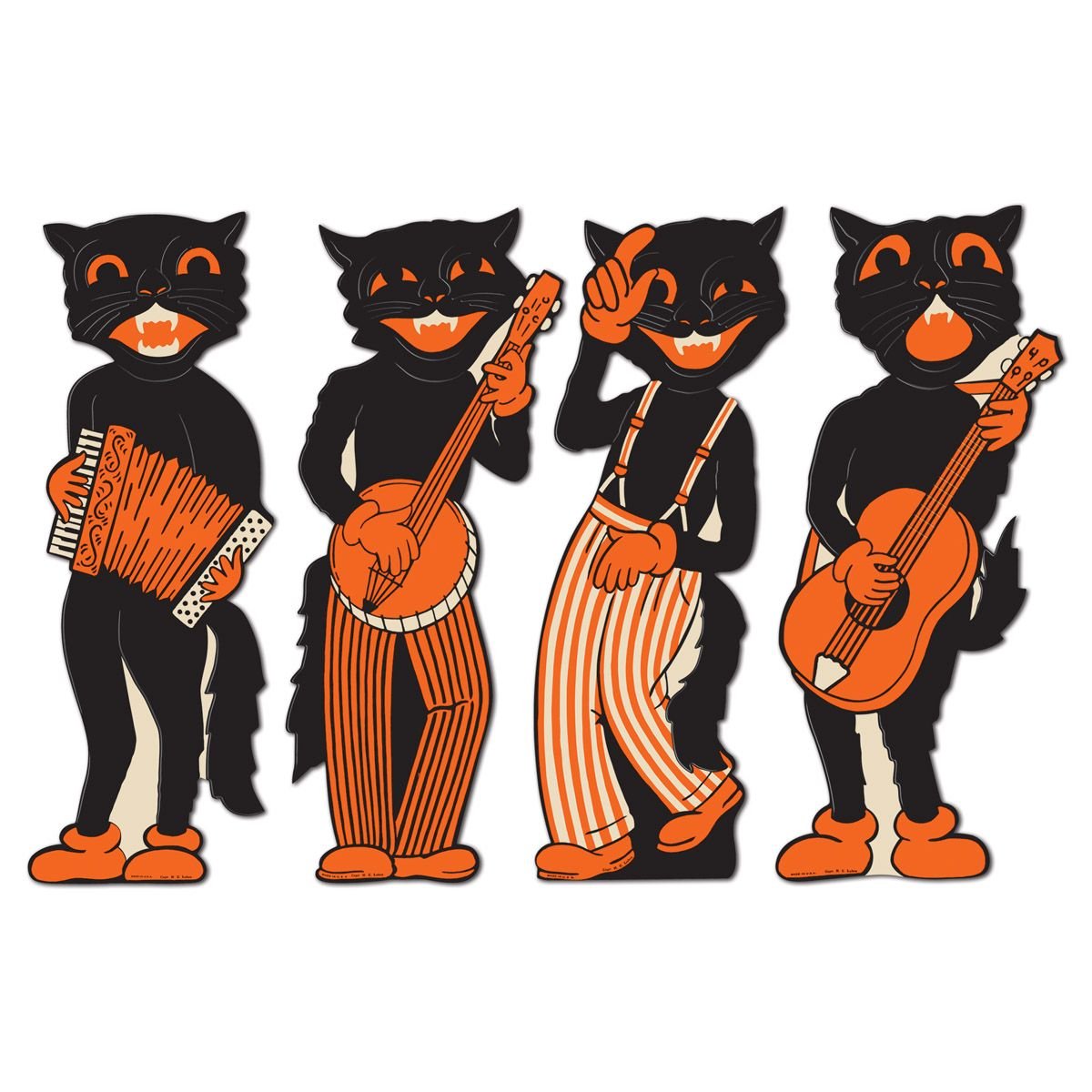 Vintage Halloween Scat Cat Band Cutouts - 4 per Package