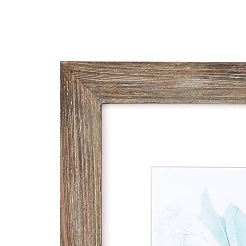 100% Solid Wood Brown 11x14 Picture Frame 2 Pack Display Picture 8x10 with Mat, HD Glass Inside, Rustic Wooden Photo Frames for Wall Mounting