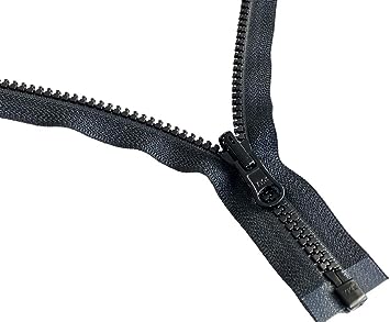 YKK® - Vislon Ski & Sport Jacket Zipper Reversible Slider YKK® #5 Molded Plastic Separating - Color Black Custom Length (30 Inches) Made in USA