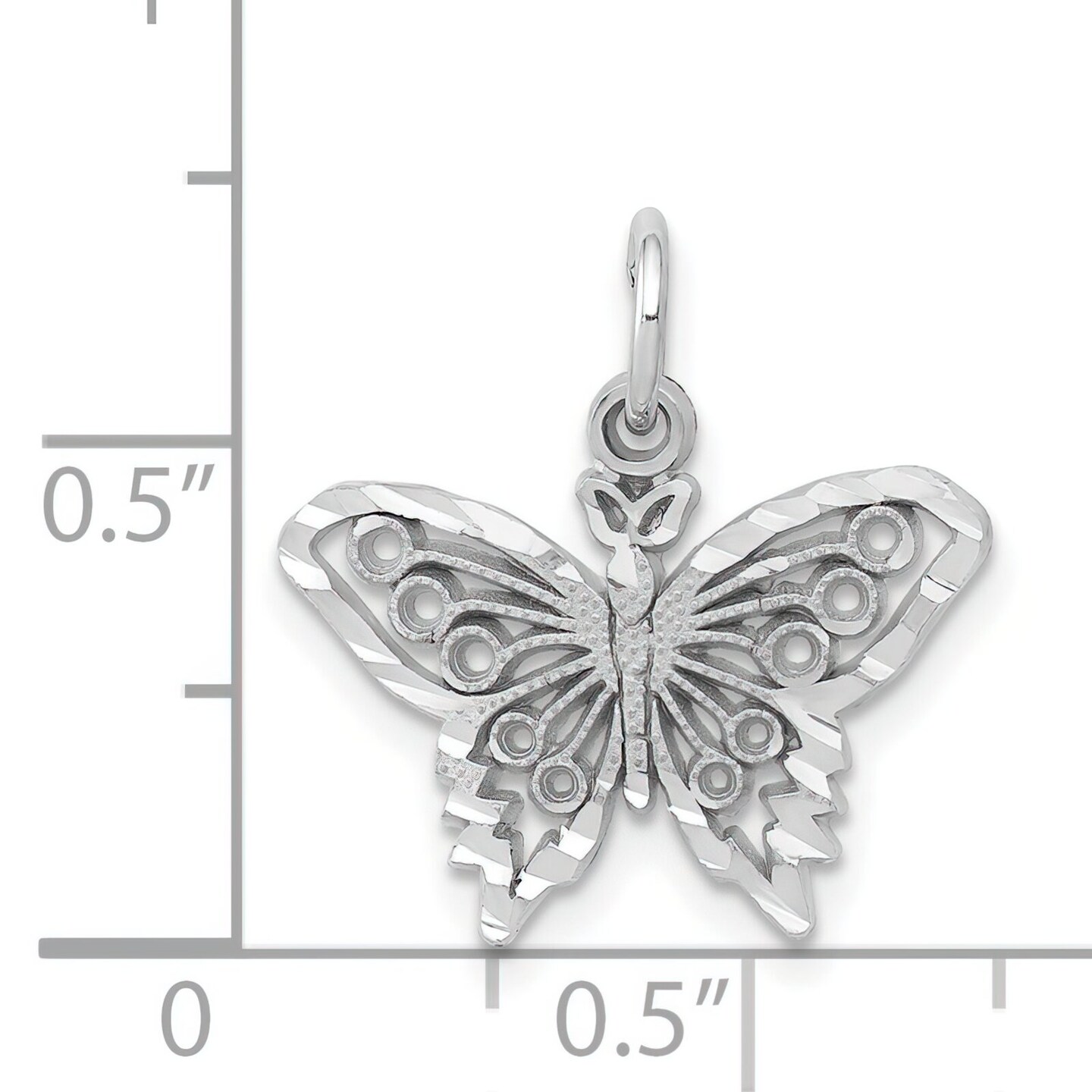 14K White Gold Butterfly Charm Pendant Insect Jewelry 18mm x 17mm