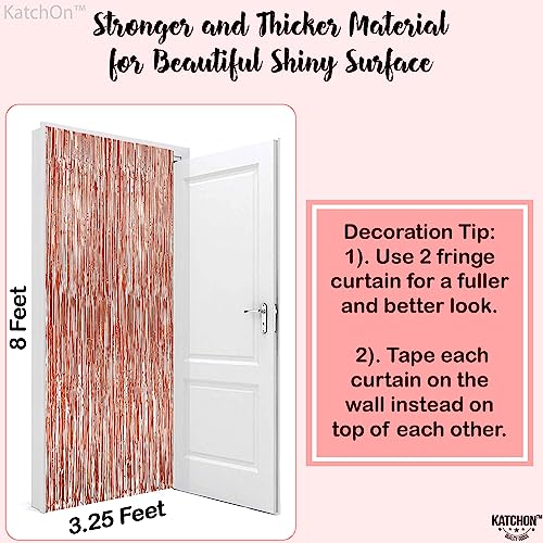 XtraLarge Rose Gold Fringe Curtain 6.4x8 Feet, Pack of 2 - Rose Gold Backdrop for Bachelorette Party, Rose Gold Party Decorations, Streamers, and Birthday Backdrop