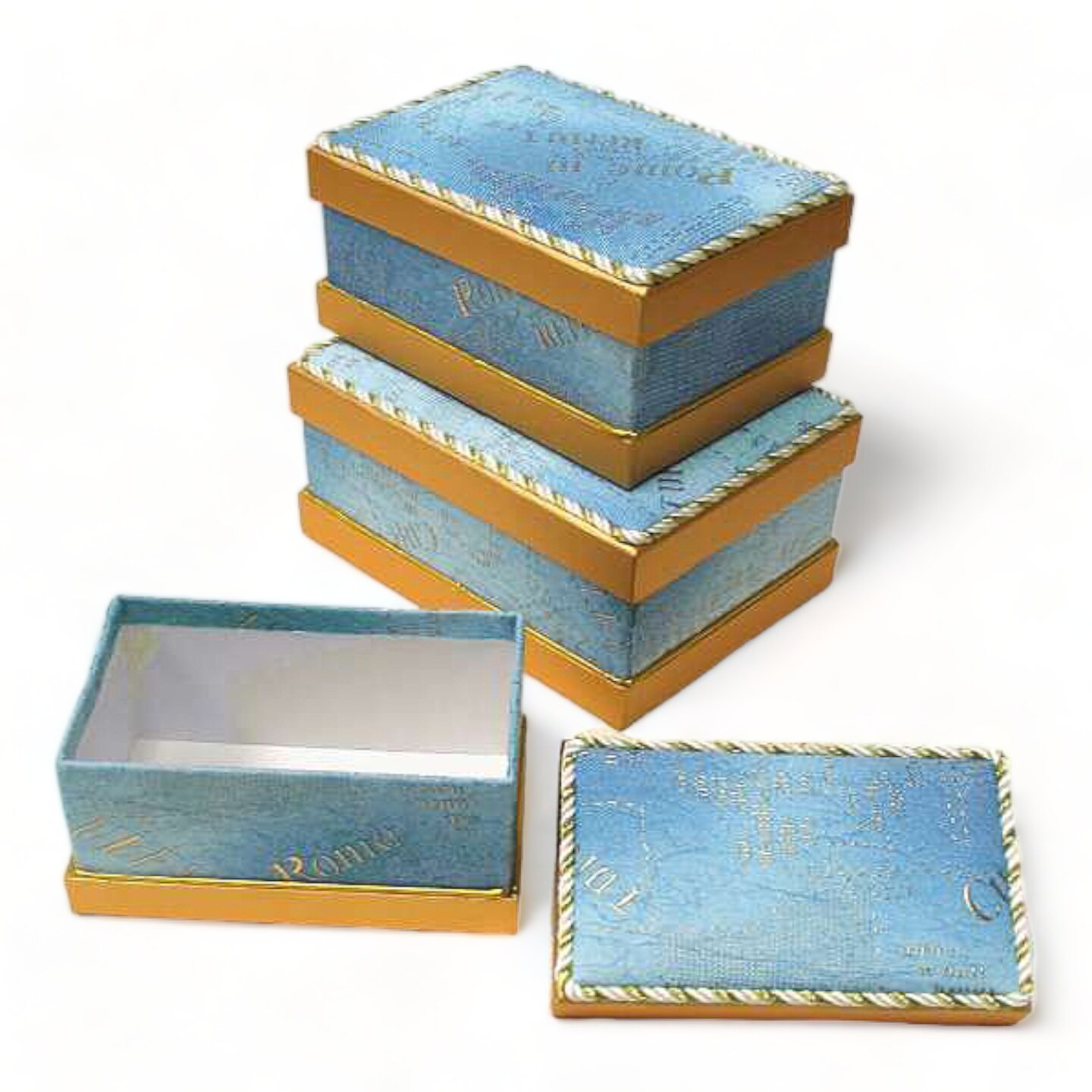 Value Pack of 6 Rectangular Cosmopolitan Box - Blue - 3 pc Set