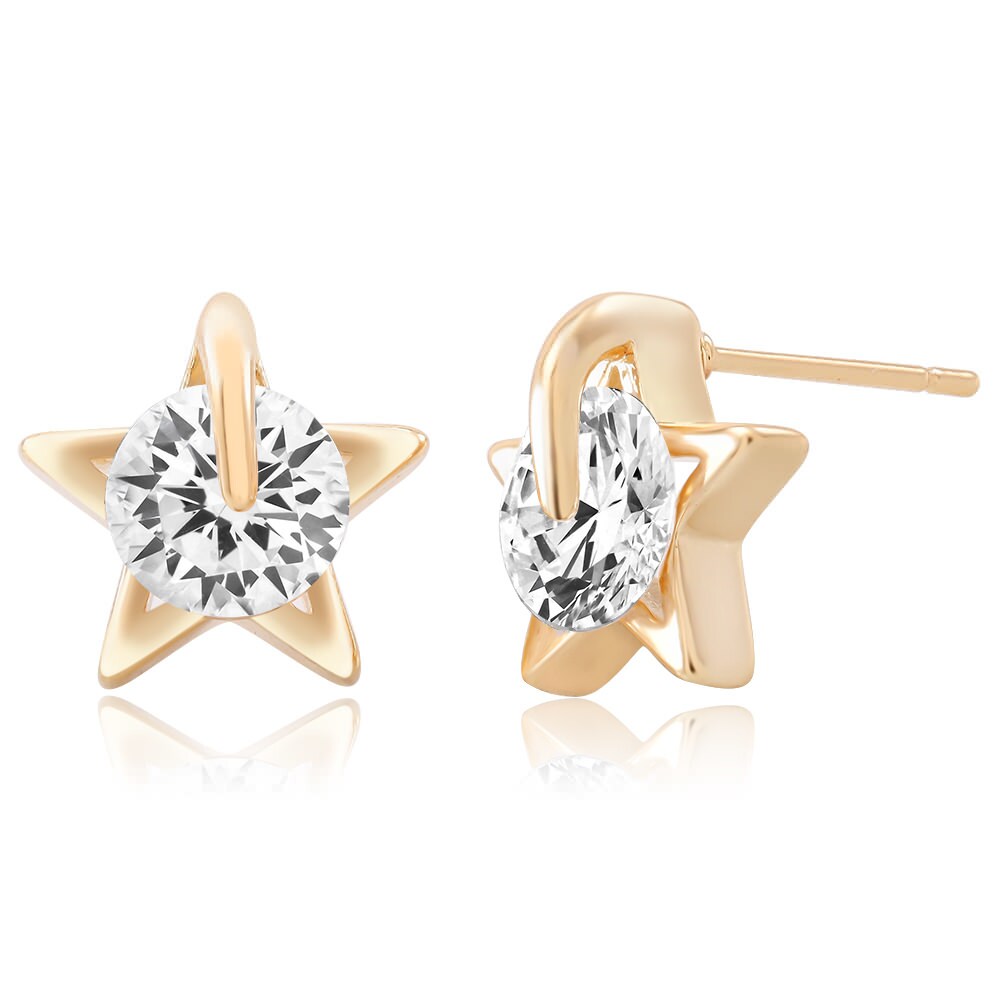 Cubic Zirconia Star Stud Earrings