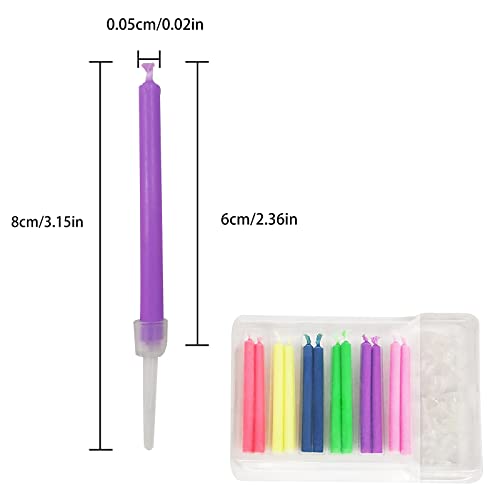 Birthday Cake Candles Happy Birthday Candles Colorful Candles Holders Included (12pcs)