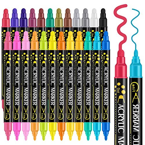 Acrylic Paint Pens,12 Colors Acrylic Paint Markers Marker Pens,Painting on  Metal