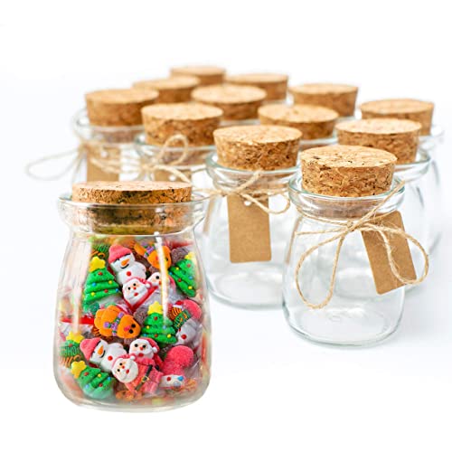 Otis Classic Small Glass Jars with Lids - Set of 12 Jars w/ 20 Labels and 15ft of Twine for Christmas New Year Decor, Wedding and Party Favors, Apothecary, DIY Crafts, Food and Potions - Christmas Decorations for Home