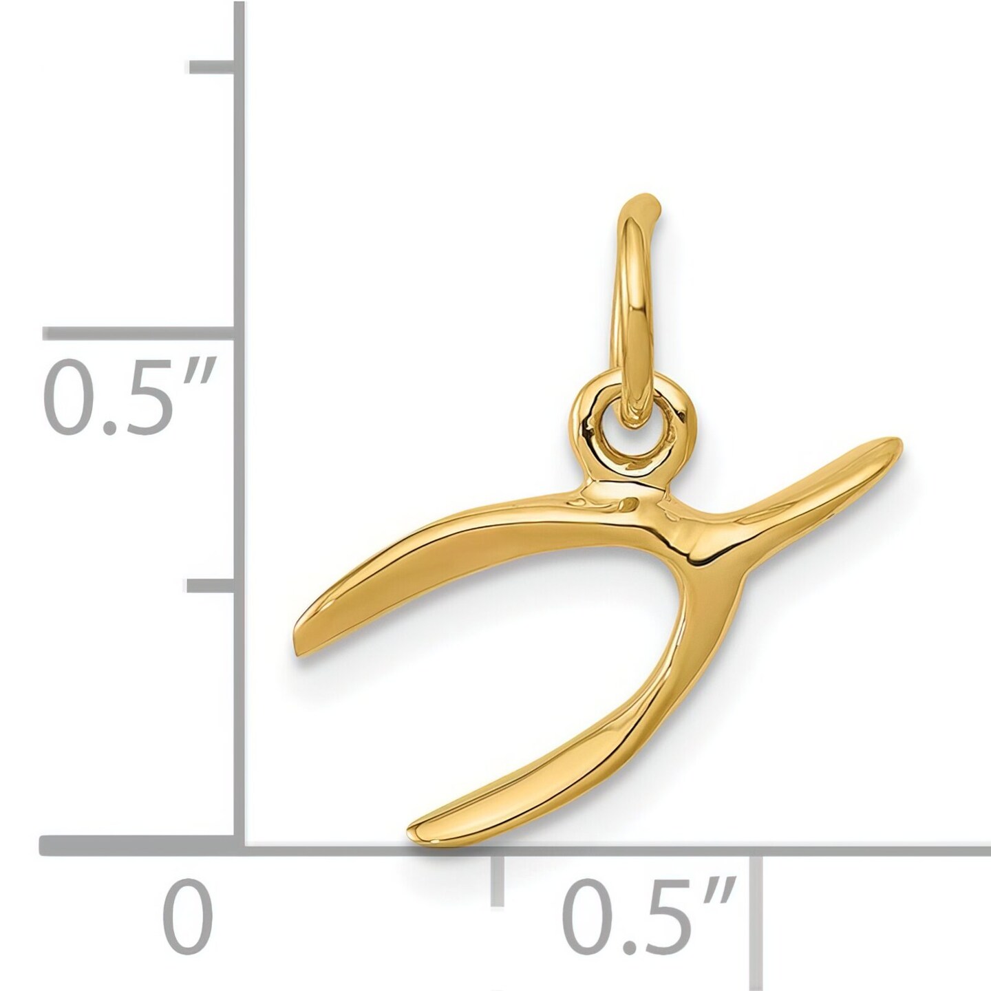 14K Yellow Gold Wishbone Charm Pendant Jewelry 15mm x 8mm