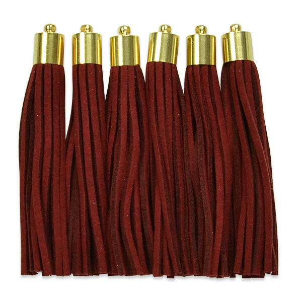 Shawn 2 1/2&#x22;  Faux Suede Tassel with Gold Cap 6PK