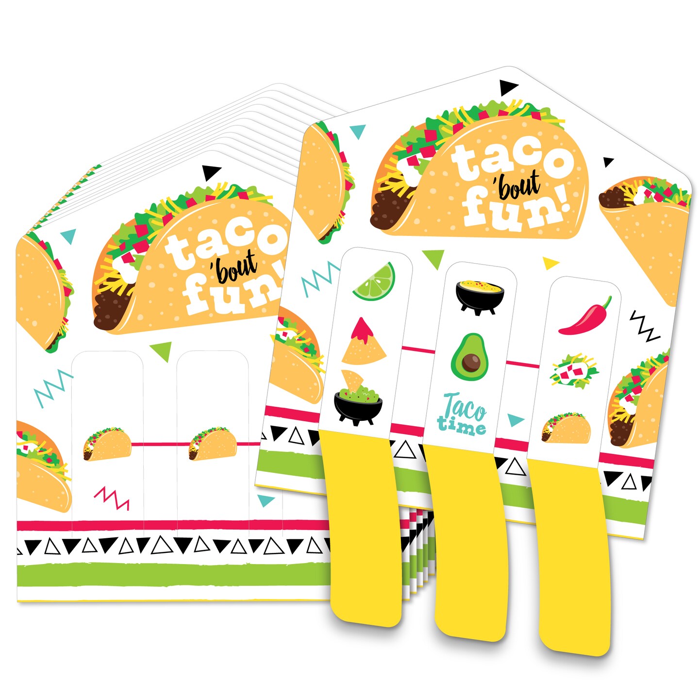 Big Dot of Happiness Taco &#x27;Bout Fun - Mexican Fiesta Game Pickle Cards - Pull Tabs 3-in-a-Row - Set of 12