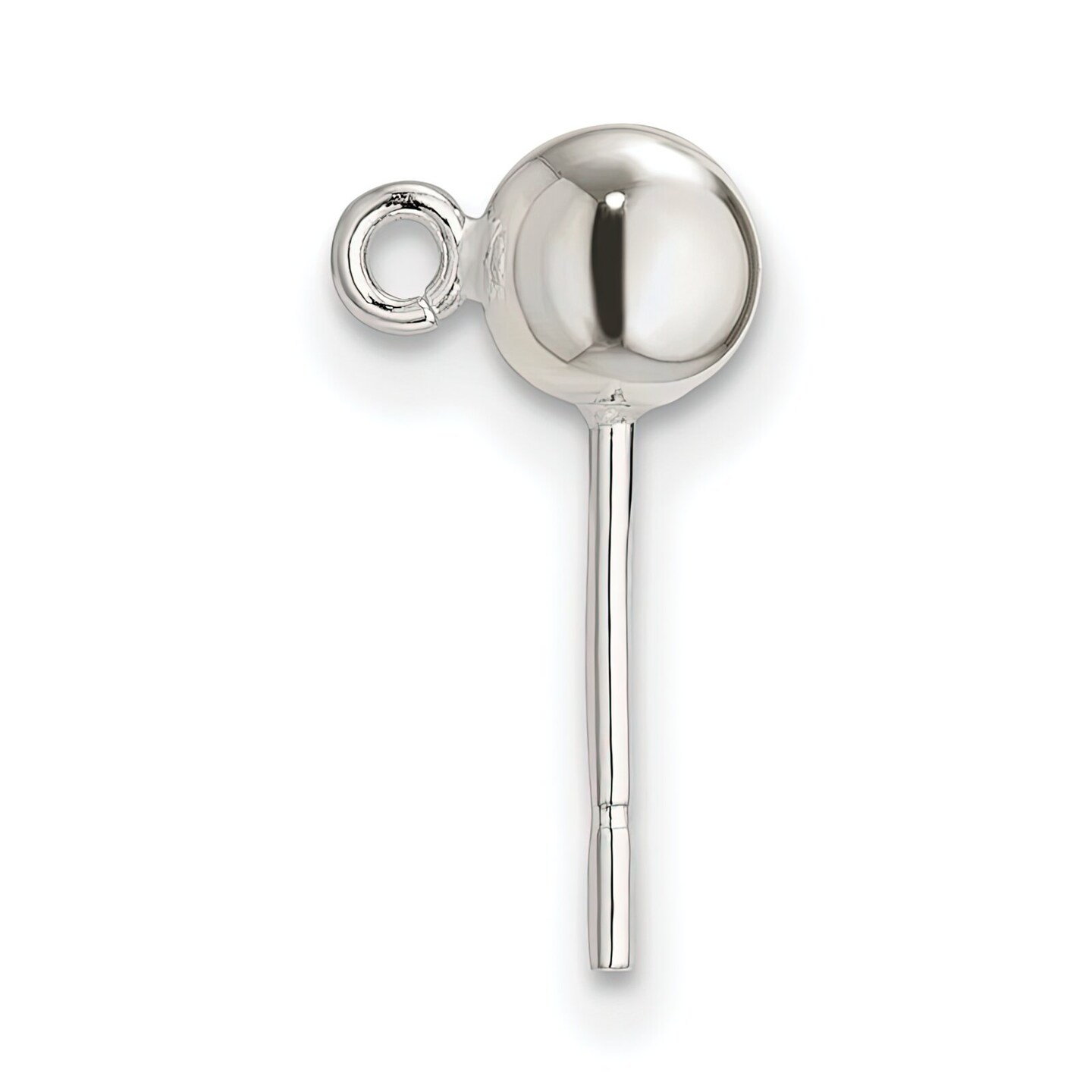 Sterling Silver Ball Stud with Ring Earrings 5.0mm Jewerly - Pack of 6