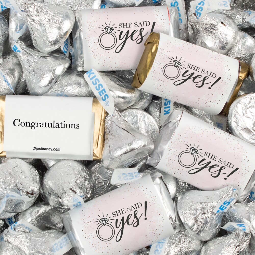 116 Pcs Engagement Party Candy Favors Hershey&#x27;s Miniatures &#x26; Kisses - She Said Yes