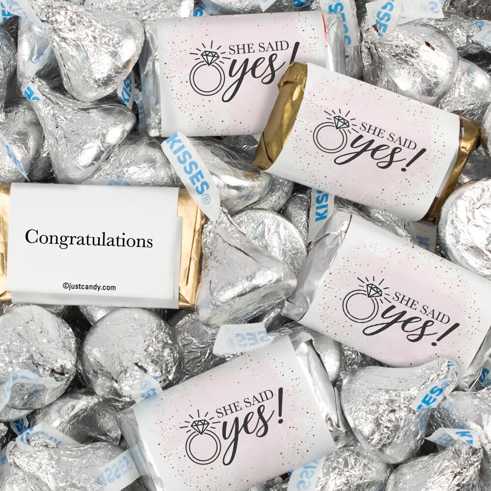 116 Pcs Engagement Party Candy Favors Hershey's Miniatures & Kisses - She Said Yes