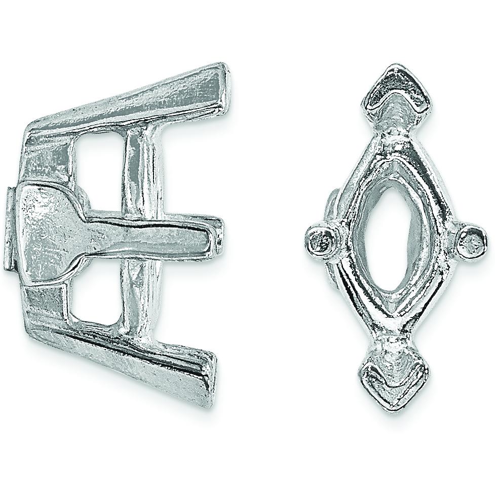 14K White Gold 6 Prong Marquise V-End Setting 5x3mm