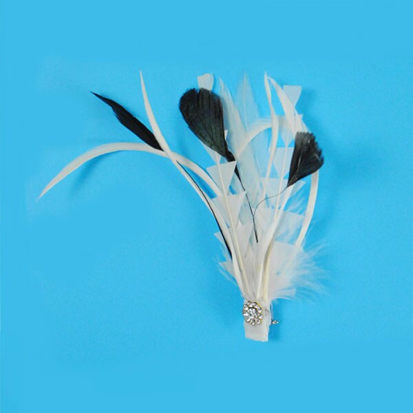 Fantasy Feather Brooch with Rhinestone Accent