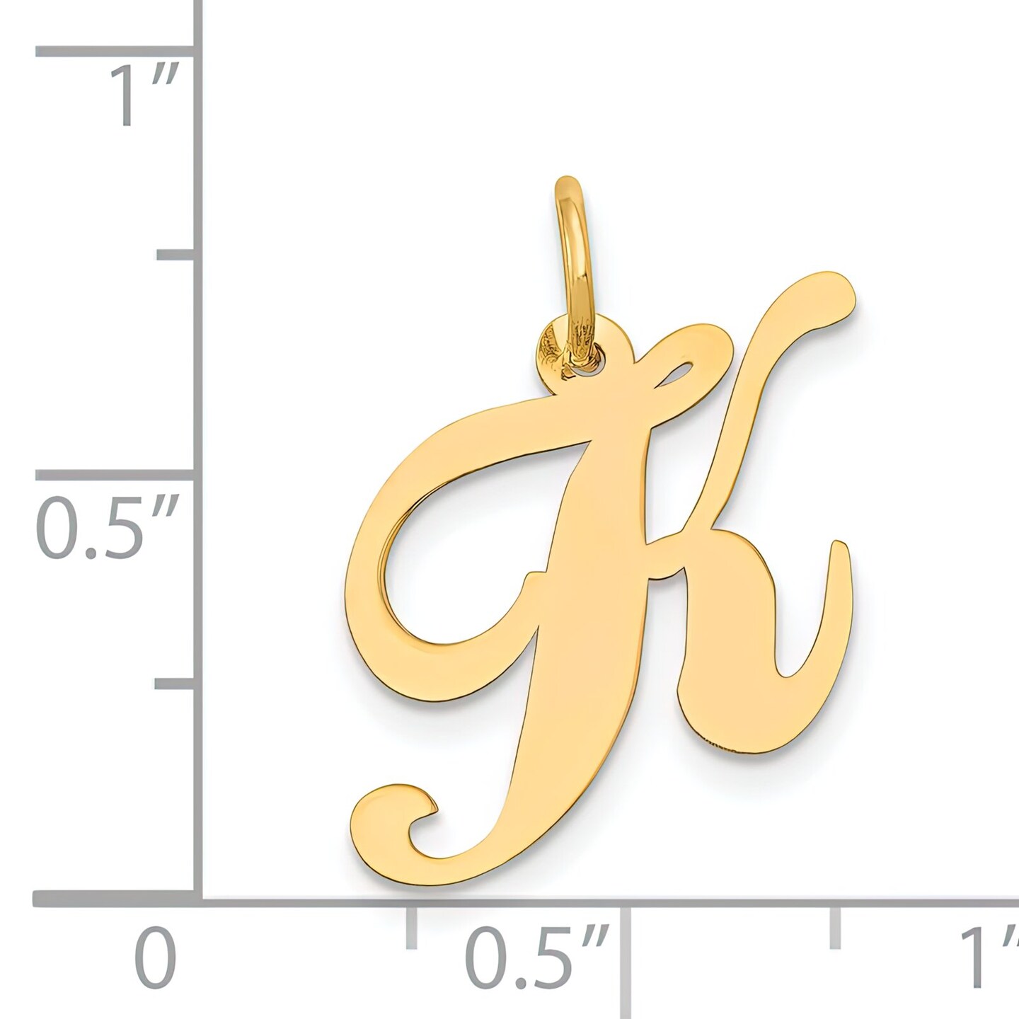 14K Yellow Gold Medium Fancy Script Initial K Charm Jewerly