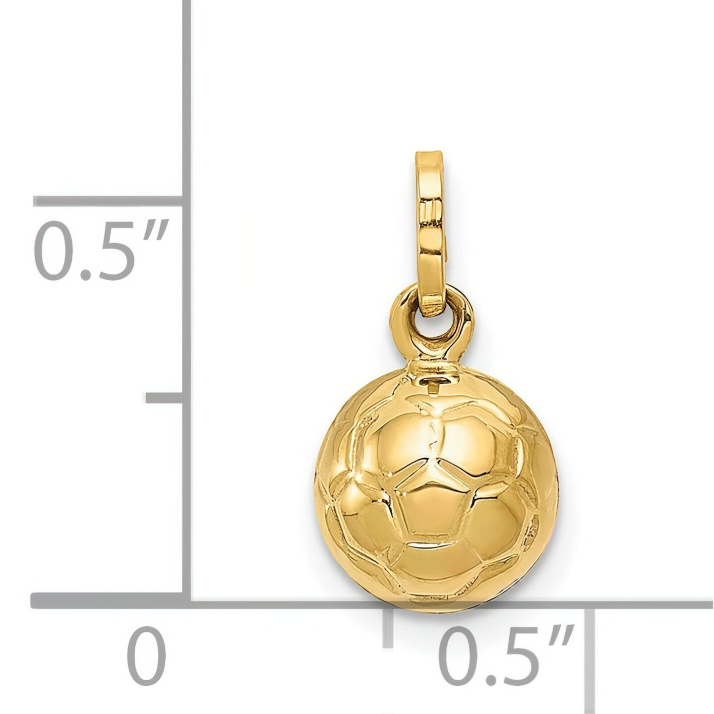 14K Yellow Gold Soccer Ball Charm Sports Pendant New 13 X 8mm  Jewerly