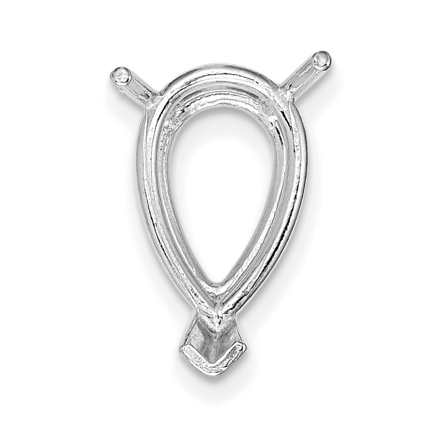 14K White Gold 3 Prong Pear V-End Setting 7x5mm
