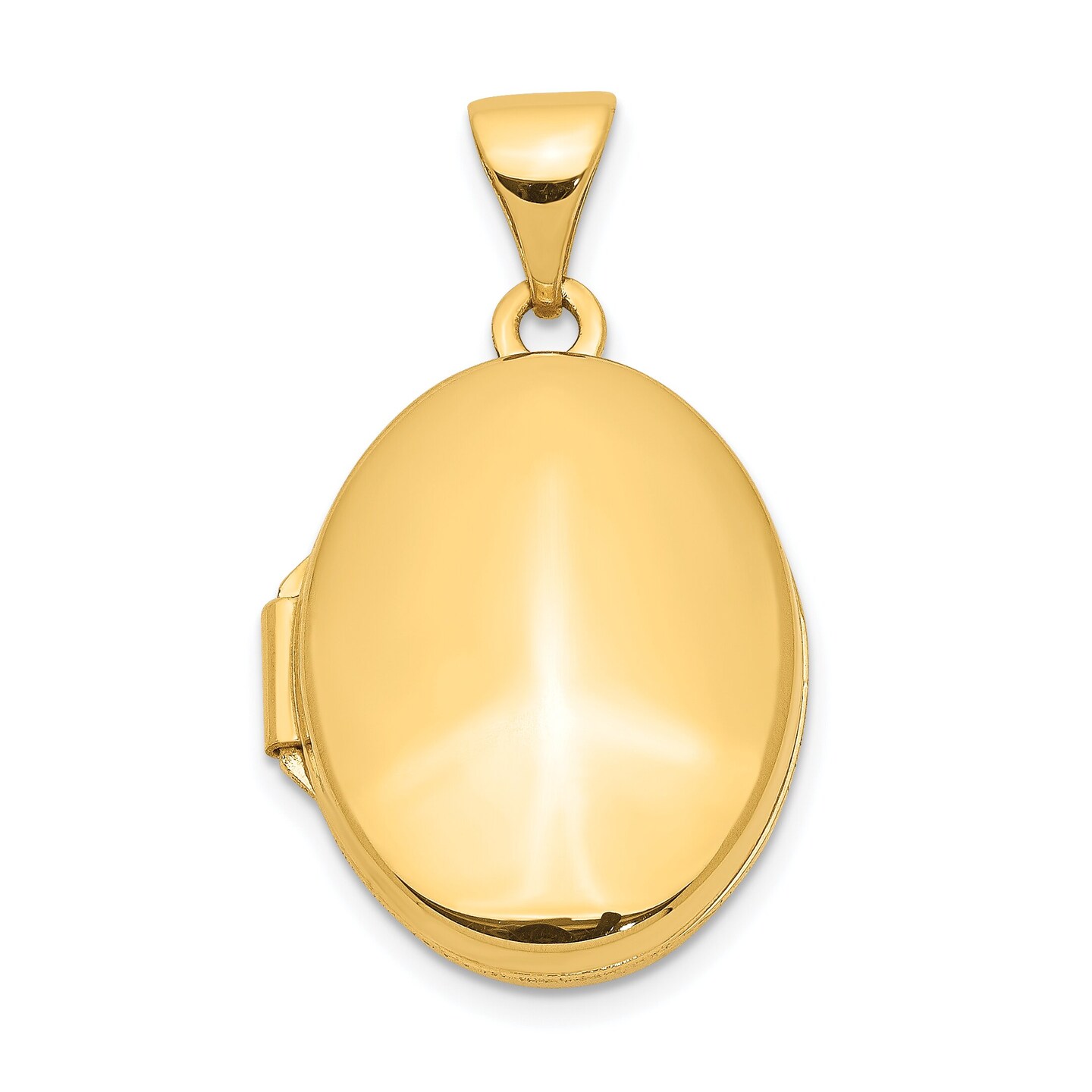 14K Yellow Gold Plain Oval Locket Pendant Jewelry 23mm x 13.8mm