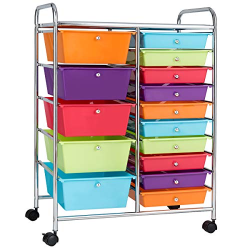 15-Drawer Rolling Storage Cart Tools Paper Office School Organizer  Multifunction